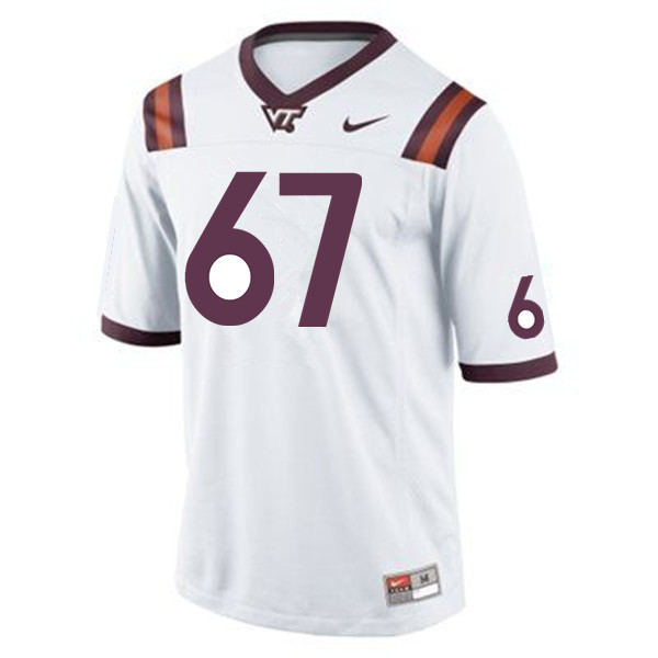 Men #67 Gideon Driscoll Virginia Tech Hokies College Football Jerseys Sale-White